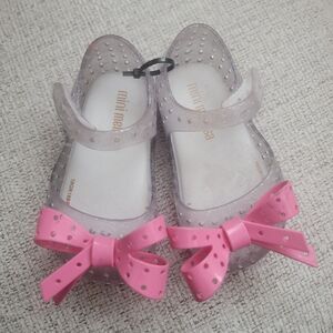 Mini Melissa Clear Sandals Pink Bows Size 5
